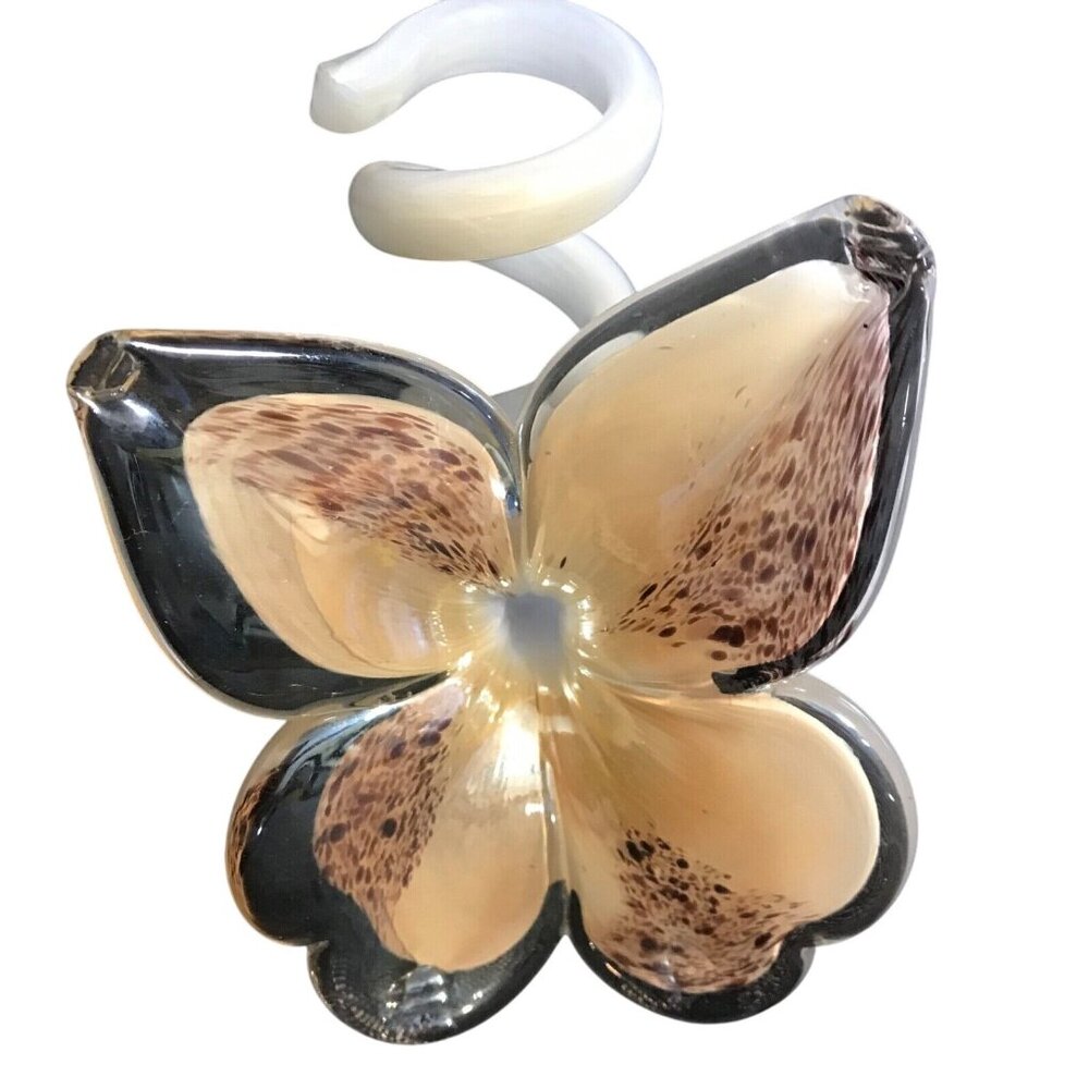 Vintage Murano Style Hand Blown Glass Lily Flower Art Glass Spiral Stem